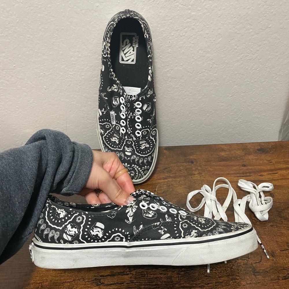 Star Wars Stormtrooper Black & White Paisley Pattern Unisex Vans Sneakers - Picture 9 of 14
